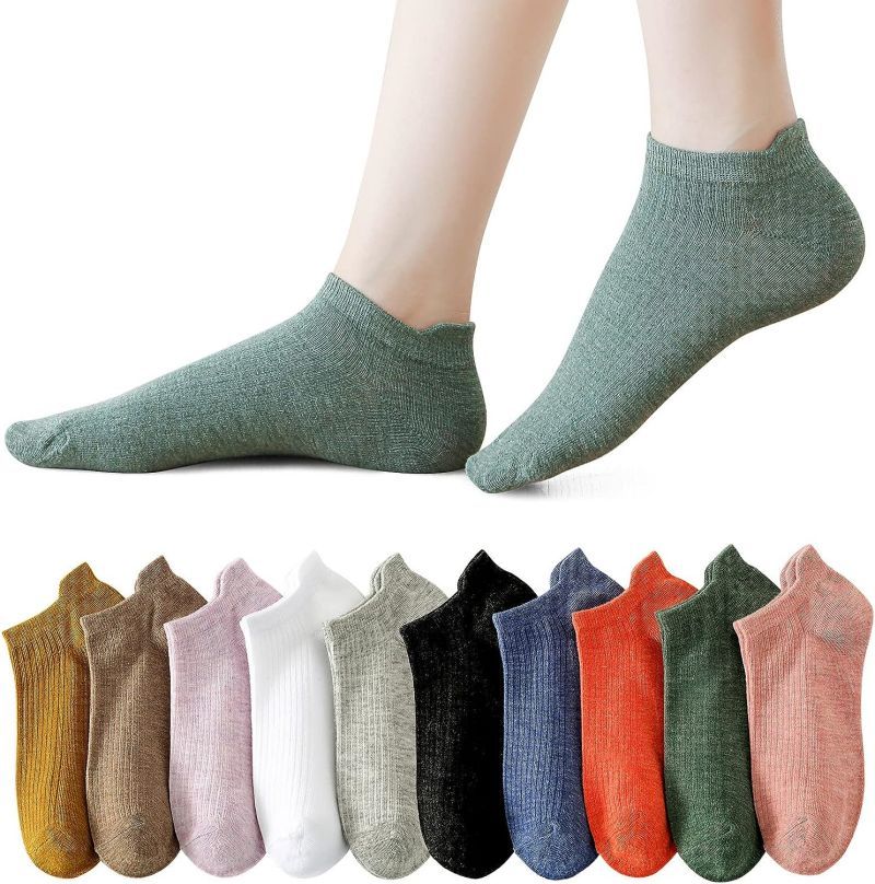 靴下 レディース くるぶし ソックス 落下防止 薄手 10足セット 綿 22-25CM スニーカーソックス 女性用靴下 蒸れない くるぶしソックス 四季用 脱げない 通気 