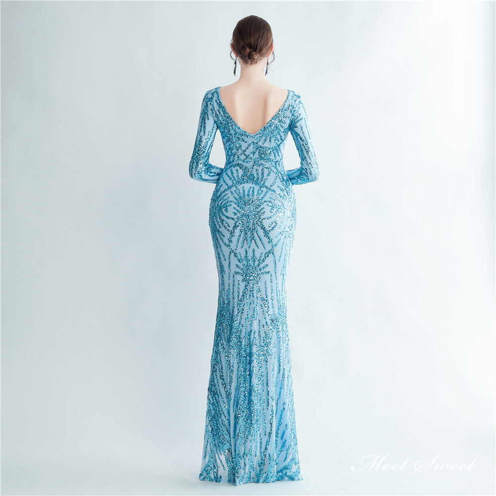 カラードレス マーメイドドレス パーティードレス ラウンドネック 長袖 スリット スレンダードレス 演奏会 ファスナー 発表会 イブニングドレス 結婚式 二次会 