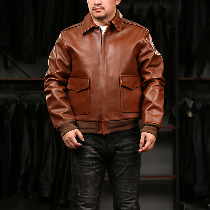 。ジャケット メンズ バイクジャケット 革ジャケット 牛革 防風 レザージャケット ブラウン バイクウエア A2 