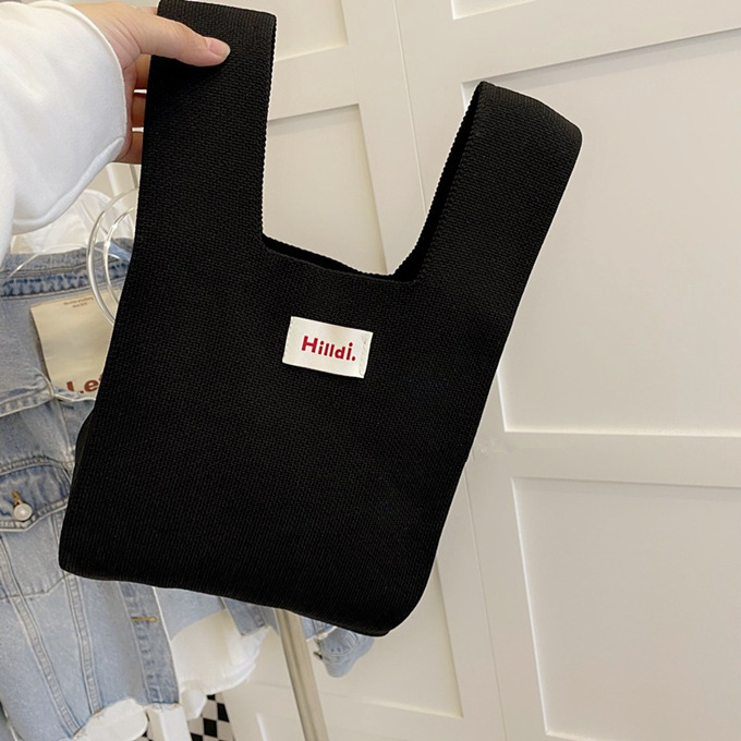 選べる65柄 レディース ニット ミニトート 編み トートバッグ かばん 無地 小さめ 大きな柄 バッグ 厚手 ジャガード編みバッグ ニットバッグ マルシェバック 鞄 