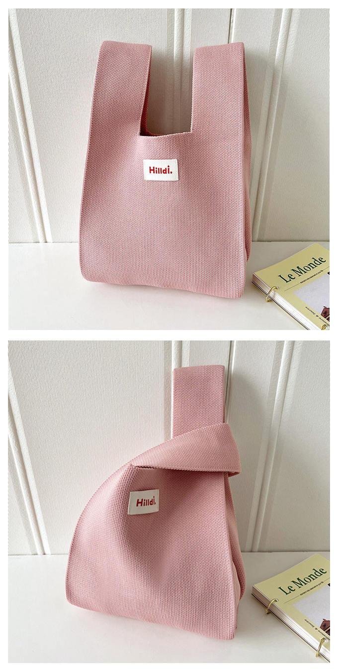 選べる65柄 レディース ニット ミニトート 編み トートバッグ かばん 無地 小さめ 大きな柄 バッグ 厚手 ジャガード編みバッグ ニットバッグ マルシェバック 鞄 