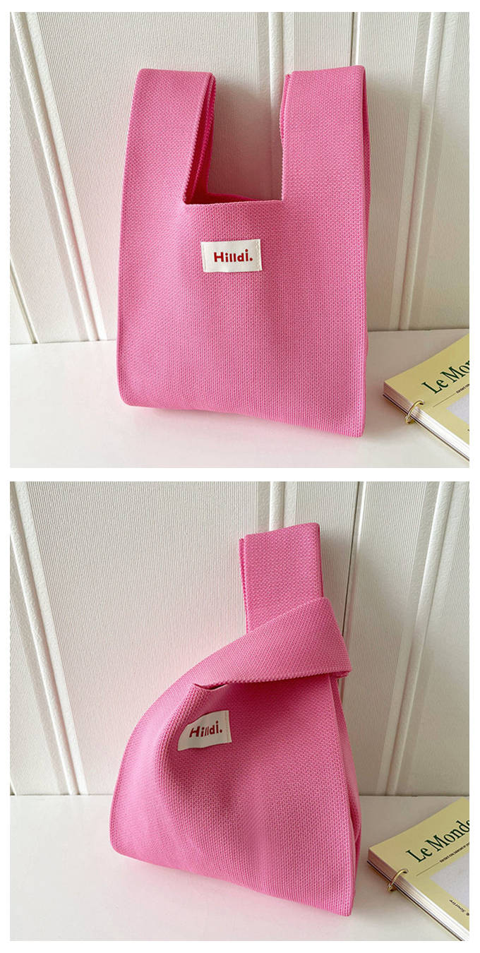 選べる65柄 レディース ニット ミニトート 編み トートバッグ かばん 無地 小さめ 大きな柄 バッグ 厚手 ジャガード編みバッグ ニットバッグ マルシェバック 鞄 