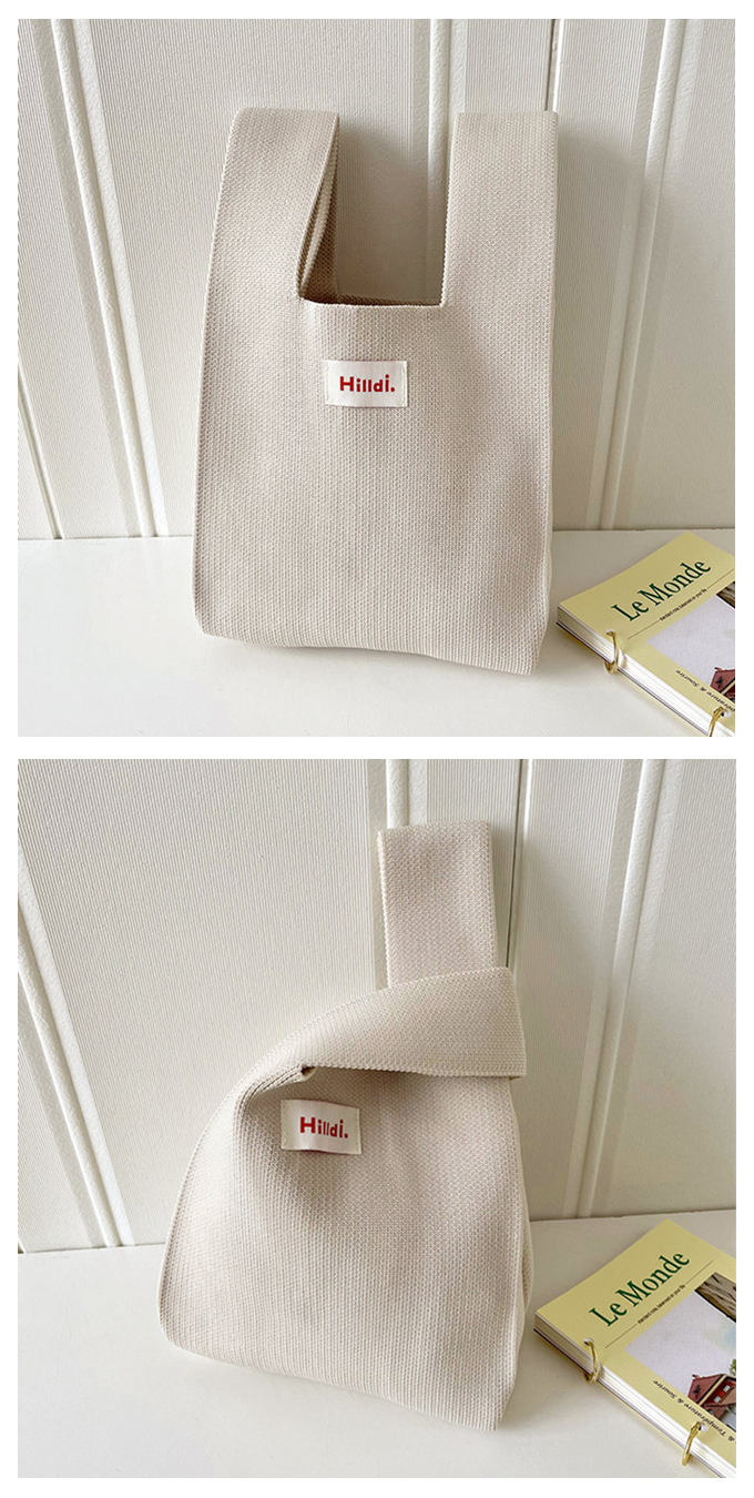 選べる65柄 レディース ニット ミニトート 編み トートバッグ かばん 無地 小さめ 大きな柄 バッグ 厚手 ジャガード編みバッグ ニットバッグ マルシェバック 鞄 