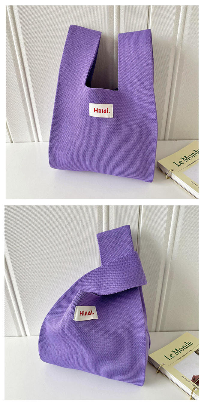 選べる65柄 レディース ニット ミニトート 編み トートバッグ かばん 無地 小さめ 大きな柄 バッグ 厚手 ジャガード編みバッグ ニットバッグ マルシェバック 鞄 