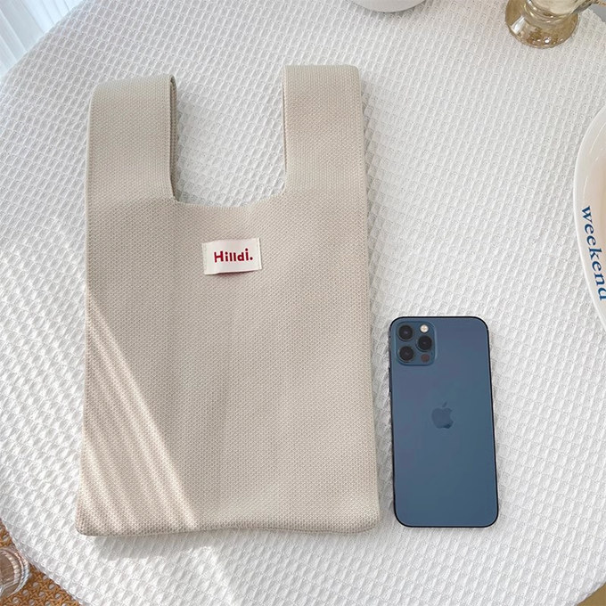 選べる65柄 レディース ニット ミニトート 編み トートバッグ かばん 無地 小さめ 大きな柄 バッグ 厚手 ジャガード編みバッグ ニットバッグ マルシェバック 鞄 