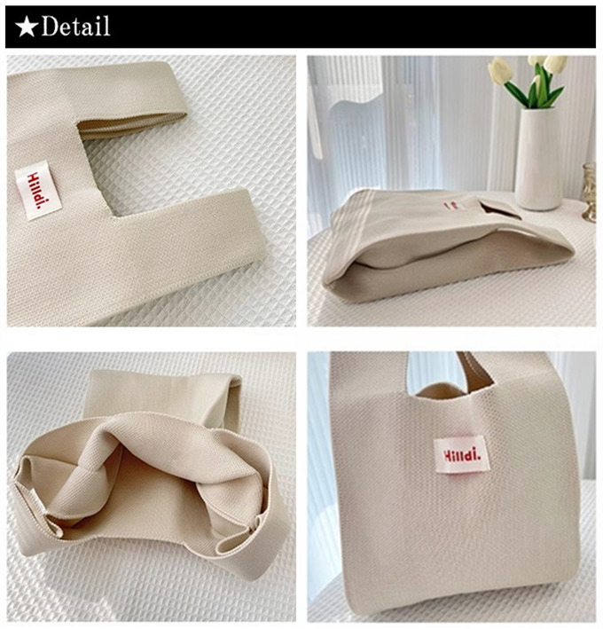 選べる65柄 レディース ニット ミニトート 編み トートバッグ かばん 無地 小さめ 大きな柄 バッグ 厚手 ジャガード編みバッグ ニットバッグ マルシェバック 鞄 