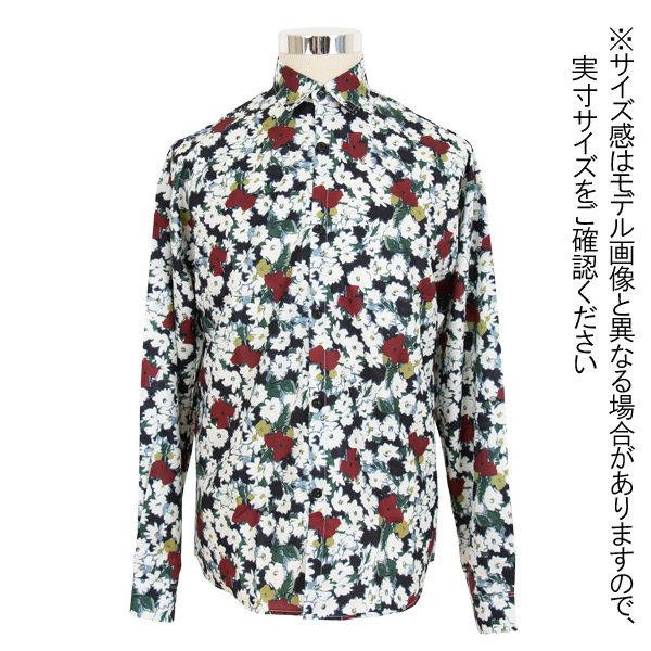 あり 柄シャツ 花柄 長袖シャツ レトロ フラワー柄 ボタニカル柄 大きいサイズ ダンス 韓国ファッション ブラック 黒 衣装 トップス 春服秋服 シャツ 