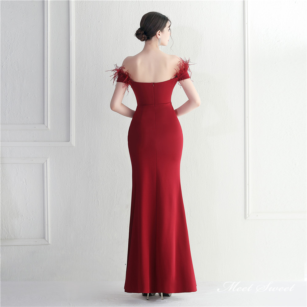 カラードレス マーメイドドレス パーティードレス オフショルダー スリット イブニングドレス 結婚式 ウェディングドレス サテン おしゃれ ファスナー 二次会 