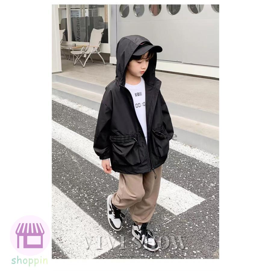 キッズ アウター 長袖 トップス ゆったり ジップフードつき 着やすい シンプル おしゃれ 動きやすい カジュアル ポケット あわせやすい 