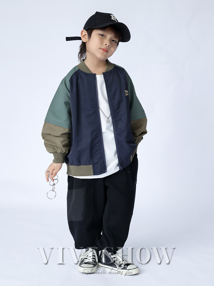 キッズ アウター 長袖 トップス ジャンパー シンプル おしゃれ カジュアル あわせやすい 動きやすい 着やすい きりかえ ゆったり 