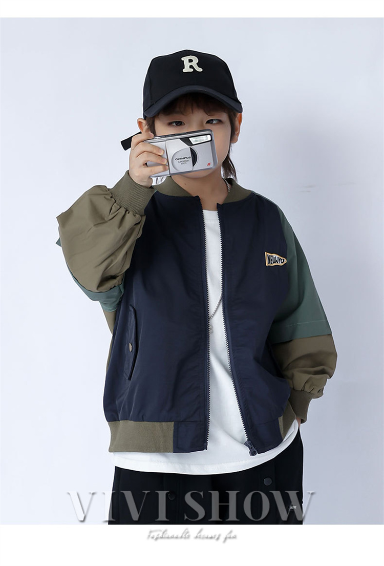 キッズ アウター 長袖 トップス ジャンパー シンプル おしゃれ カジュアル あわせやすい 動きやすい 着やすい きりかえ ゆったり 