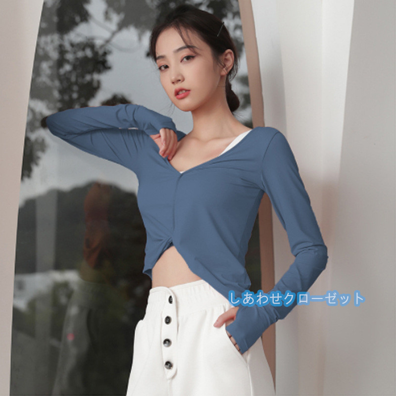 ヨガウェア レディース トップス 長袖 Tシャツ ホットヨガ おしゃれ 吸汗 スポーツウェア 速乾 ランニングウェア かわいい フィットネス 