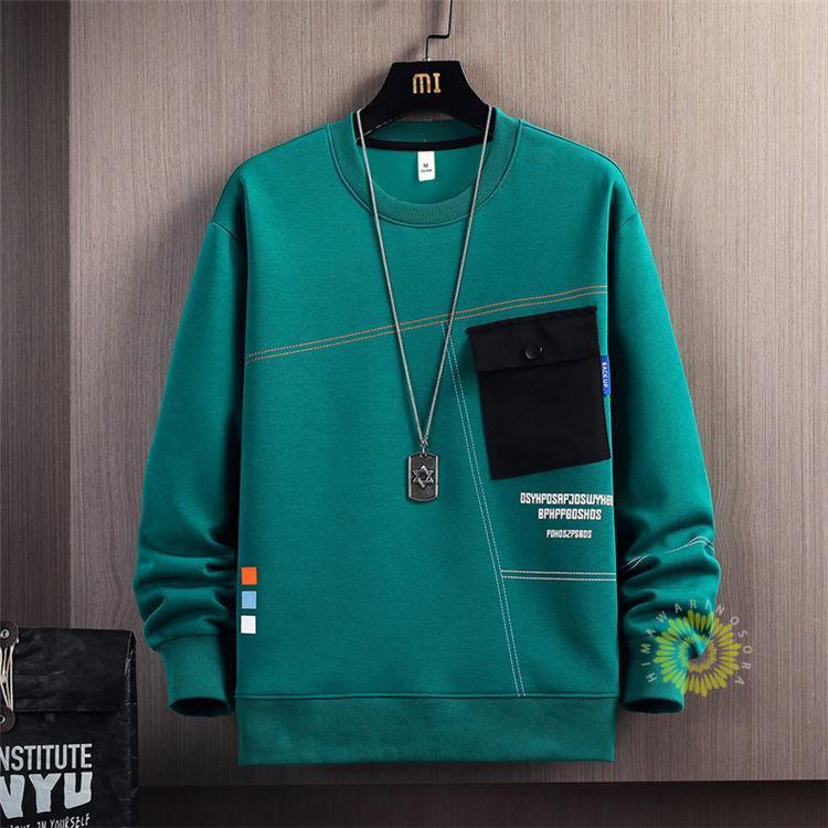 長袖トレーナー メンズ 春 秋 トレーナー 長袖 トップス お兄系 プルオーバーロングTシャツ カラー配色 スウェットシャツ クルーネック 