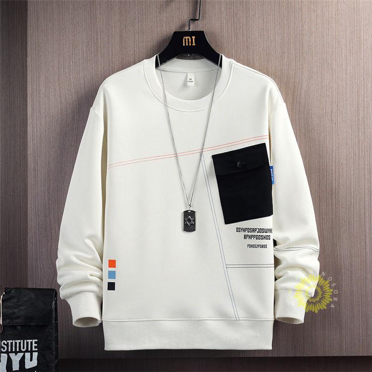 長袖トレーナー メンズ 春 秋 トレーナー 長袖 トップス お兄系 プルオーバーロングTシャツ カラー配色 スウェットシャツ クルーネック 