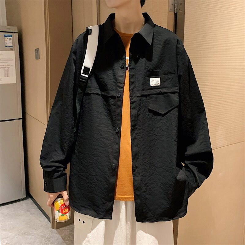 カジュアルシャツ メンズ 長袖シャツ ビジネス シャツ ワークシャツ 春秋 無地 綿 長袖 開襟シャツ 大きいサイズ 通勤 通学 ゆったり 