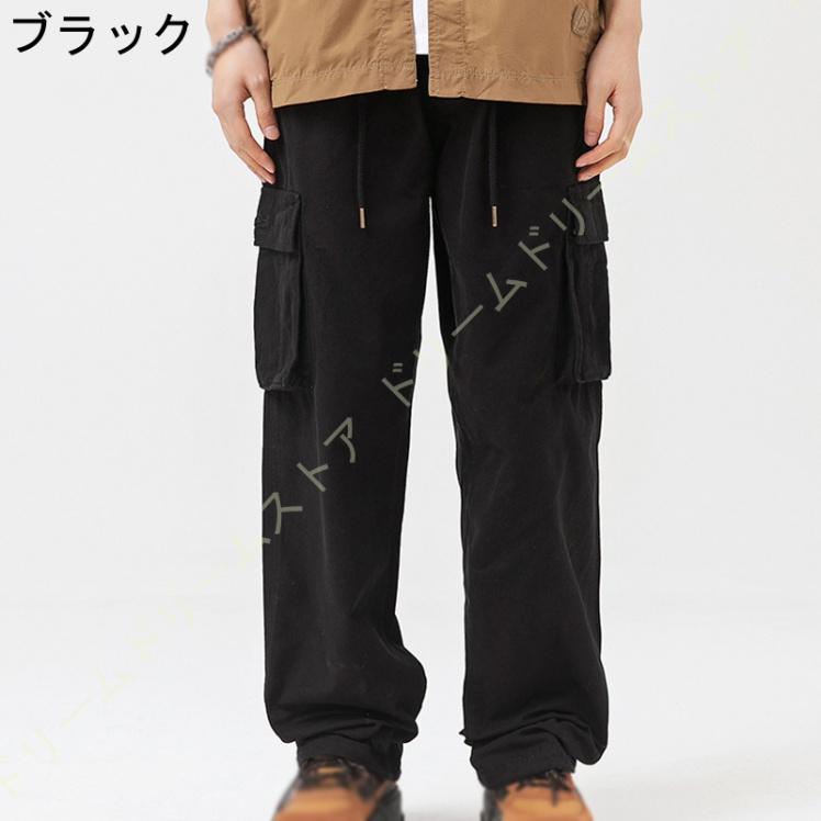 カーゴパンツ メンズ 大きいサイズ ミリタワーク ウエストゴム リラックス チノパンツ ワイドパンツ カーゴ 黒 ワークパンツ パンツチノ イージーパンツ 