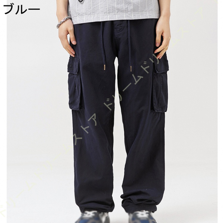 カーゴパンツ メンズ 大きいサイズ ミリタワーク ウエストゴム リラックス チノパンツ ワイドパンツ カーゴ 黒 ワークパンツ パンツチノ イージーパンツ 