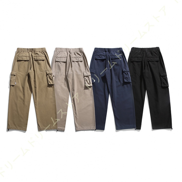カーゴパンツ メンズ 大きいサイズ ミリタワーク ウエストゴム リラックス チノパンツ ワイドパンツ カーゴ 黒 ワークパンツ パンツチノ イージーパンツ 