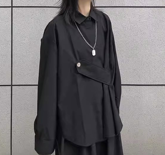 モード系 レディース トップス アシンメト 黒 シャツ ゴシック 個性的 