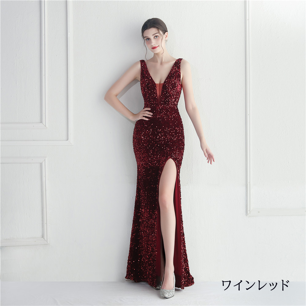 カラードレス マーメイドドレス パーティードレス ノースリーブ スリット ウェディングドレス 二次会 結婚式 大きいサイズ スパン小さいサイズ 発表会 