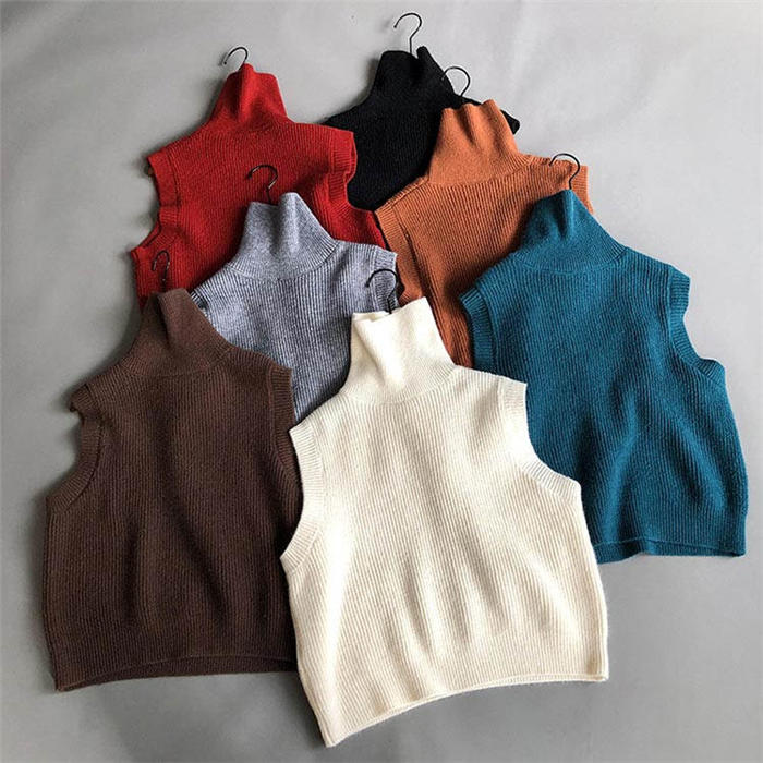 ニット ベスト ハイネック ニット ベスト レディース 大きいサイズ ノースリーブ トップス セーター ニットトップス リブ 秋冬 ニットベスト タートルネック 
