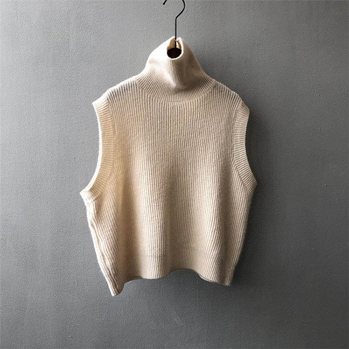 ニット ベスト ハイネック ニット ベスト レディース 大きいサイズ ノースリーブ トップス セーター ニットトップス リブ 秋冬 ニットベスト タートルネック 