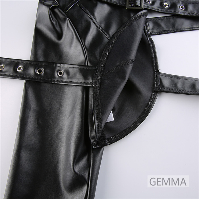 ダンストップス 片袖 ワンショルダー レディース ステージ衣装 PU革 ブラウン ヒップホップ トップス ブラック 黒 ダンス衣装 レザー 舞台衣装 イベント 