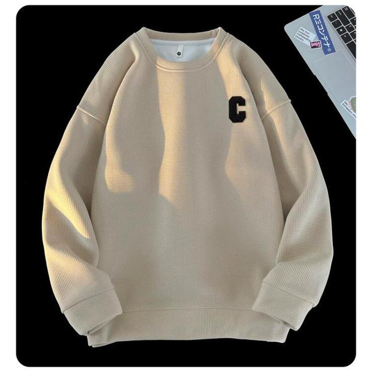 トレーナー Tシャツ メンズ 長袖Tシャツ ワッフル生地 長袖 通学 春 クルーネック ロゴ 英字 カジュアル 秋 トップス おしゃれ 