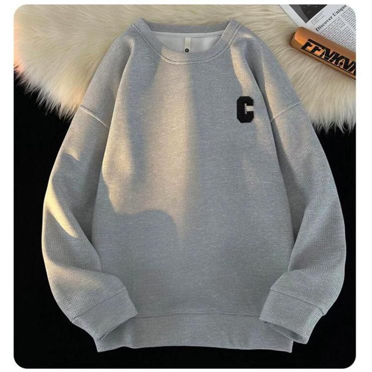 トレーナー Tシャツ メンズ 長袖Tシャツ ワッフル生地 長袖 通学 春 クルーネック ロゴ 英字 カジュアル 秋 トップス おしゃれ 