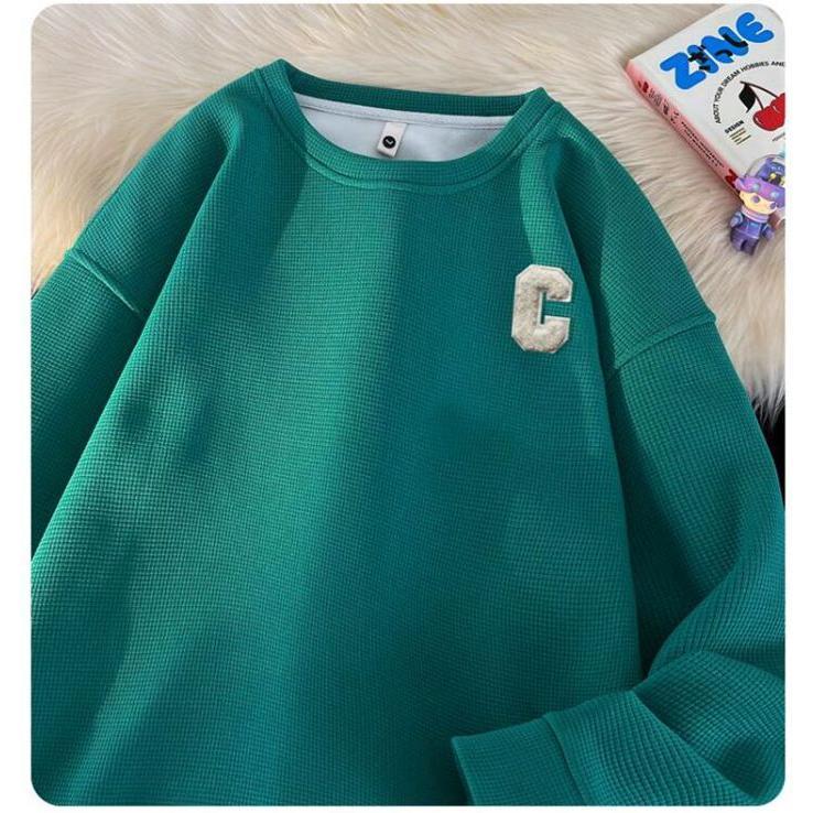 トレーナー Tシャツ メンズ 長袖Tシャツ ワッフル生地 長袖 通学 春 クルーネック ロゴ 英字 カジュアル 秋 トップス おしゃれ 