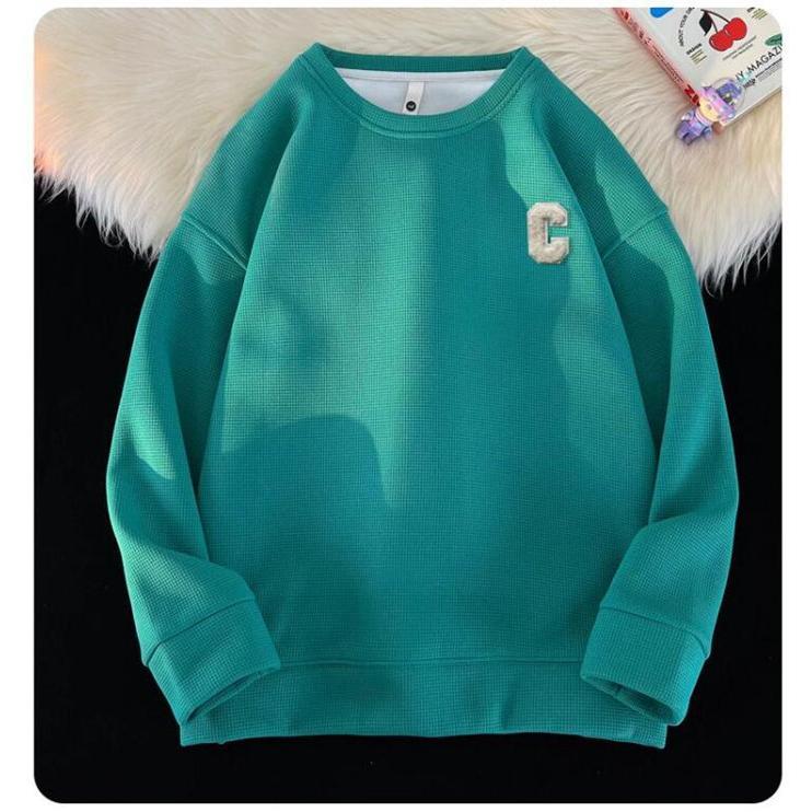 トレーナー Tシャツ メンズ 長袖Tシャツ ワッフル生地 長袖 通学 春 クルーネック ロゴ 英字 カジュアル 秋 トップス おしゃれ 