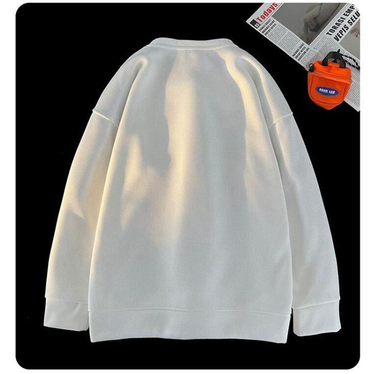 トレーナー Tシャツ メンズ 長袖Tシャツ ワッフル生地 長袖 通学 春 クルーネック ロゴ 英字 カジュアル 秋 トップス おしゃれ 