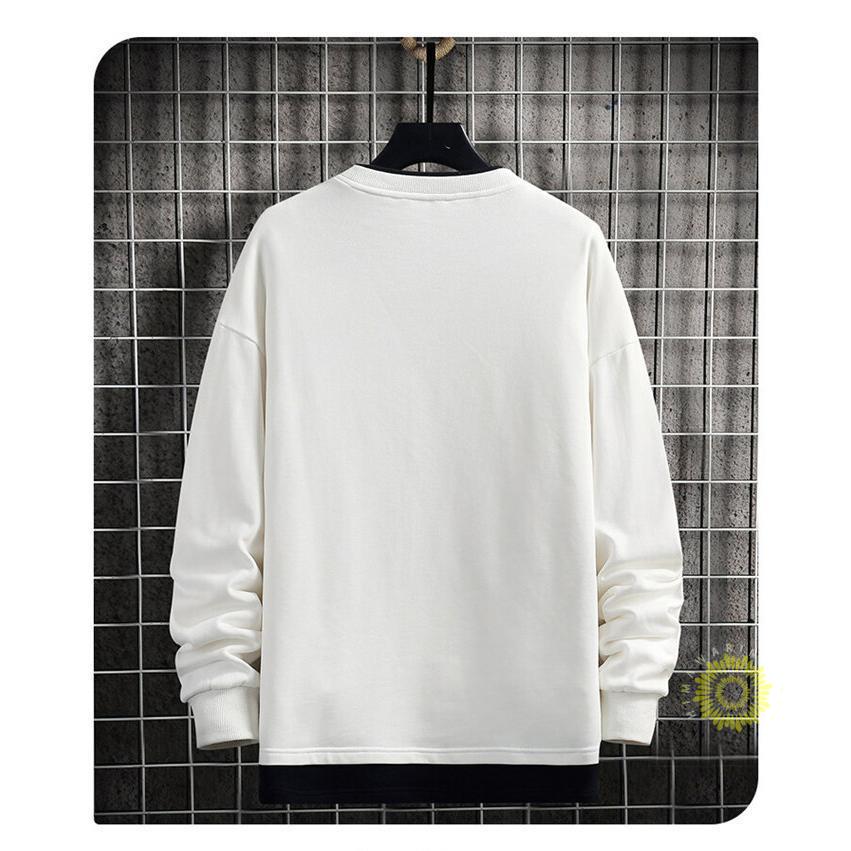 長袖Tシャツ メンズ Tシャツ ティーシャツ 無地 重ね着風 丸首 秋コーデ 秋服 トップス ゆったり プルオーバー カジュアル 