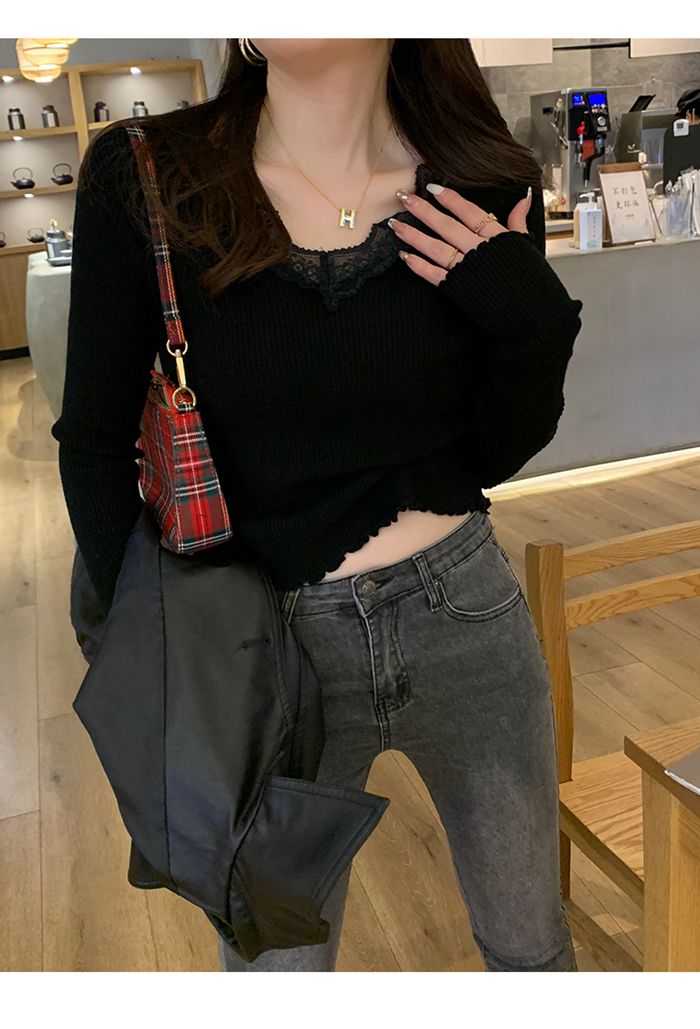 ニット Vネック レディース 長袖 インナー トップス きれいめ レースニット シンプル 秋冬 リブニット カジュアル セーター ニットトップス 