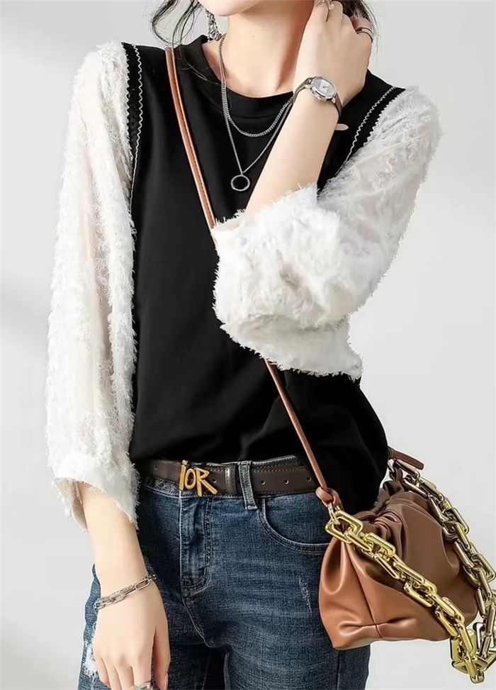 長袖Tシャツ カットソー レディース 重ね着風 トップス チュニック Tシャツ シンプル 長袖 カジュアル カットソー インナー 