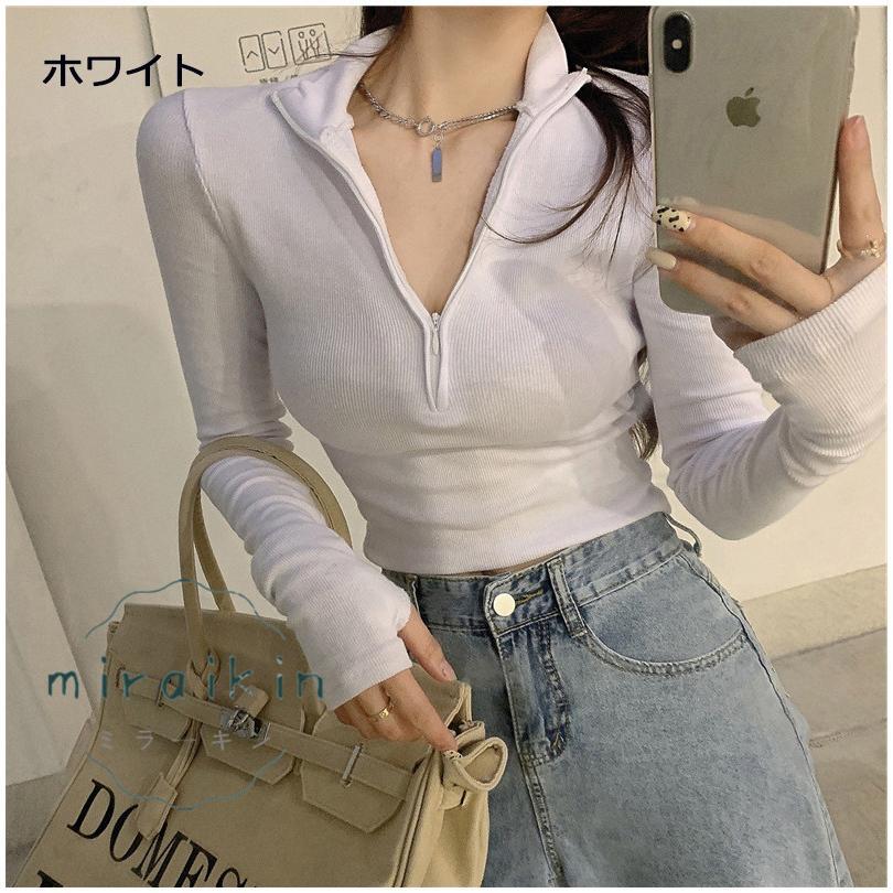カットソー チュニック トップス レディース 春 夏 長袖 黒 30代 ショート丈トップス 白 ハーフジップ グレー 20代 春夏 ホワイト 40代 ブラック 