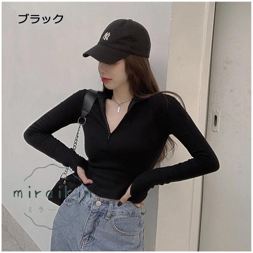 カットソー チュニック トップス レディース 春 夏 長袖 黒 30代 ショート丈トップス 白 ハーフジップ グレー 20代 春夏 ホワイト 40代 ブラック 