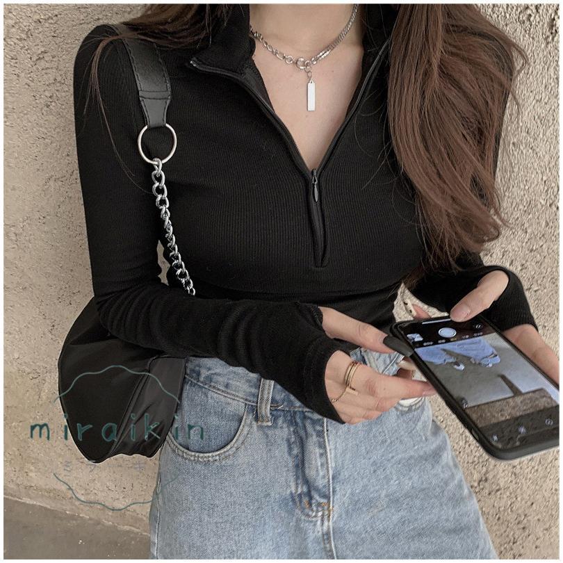 カットソー チュニック トップス レディース 春 夏 長袖 黒 30代 ショート丈トップス 白 ハーフジップ グレー 20代 春夏 ホワイト 40代 ブラック 