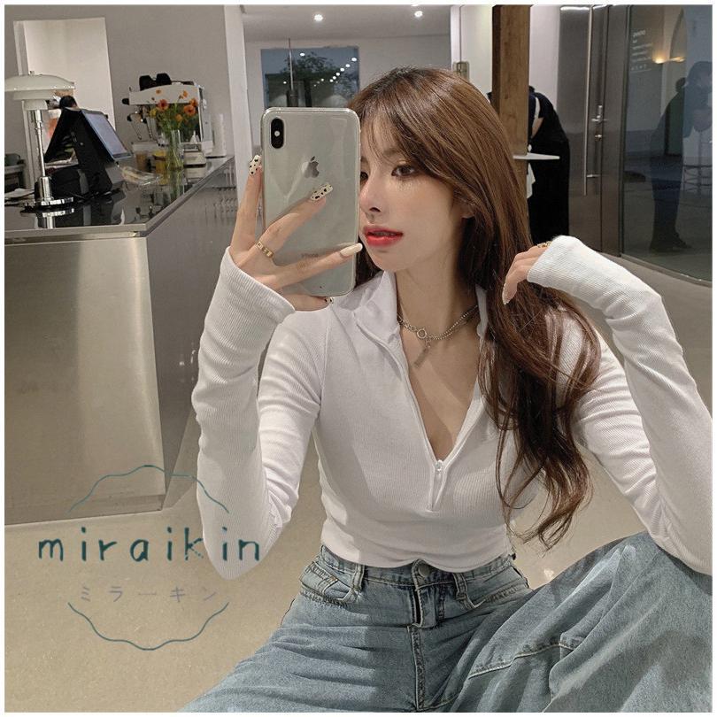 カットソー チュニック トップス レディース 春 夏 長袖 黒 30代 ショート丈トップス 白 ハーフジップ グレー 20代 春夏 ホワイト 40代 ブラック 