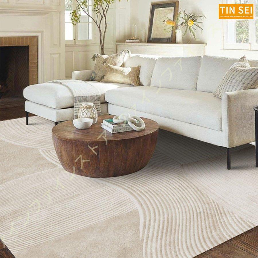 カーペット マット ラグ 絨毯 厚手 幾何学模様 ブロック 床暖房対応 アイボおしゃれ 白 スクエア 黒 じゅうたん モダン モノトーン ラグマット ブラック 