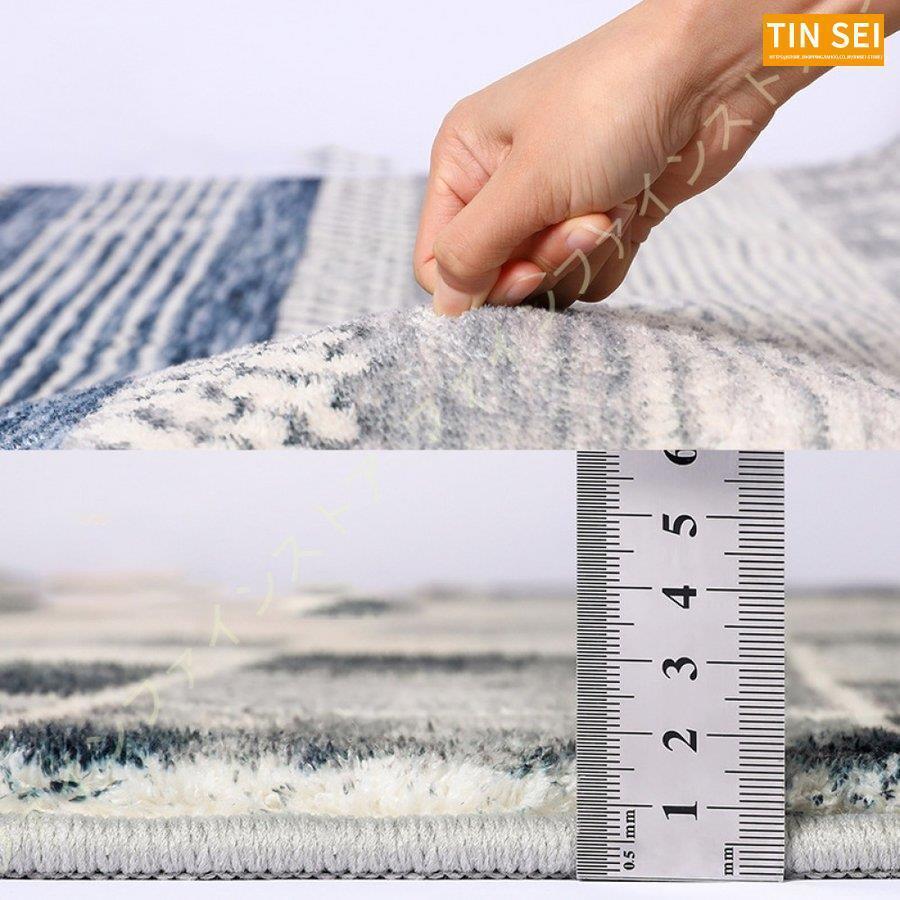 カーペット マット ラグ 絨毯 厚手 幾何学模様 ブロック 床暖房対応 アイボおしゃれ 白 スクエア 黒 じゅうたん モダン モノトーン ラグマット ブラック 