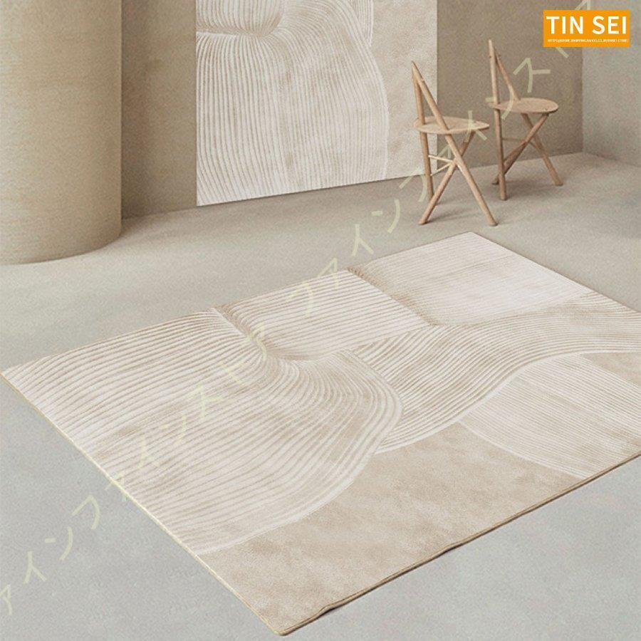 カーペット マット ラグ 絨毯 厚手 幾何学模様 ブロック 床暖房対応 アイボおしゃれ 白 スクエア 黒 じゅうたん モダン モノトーン ラグマット ブラック 