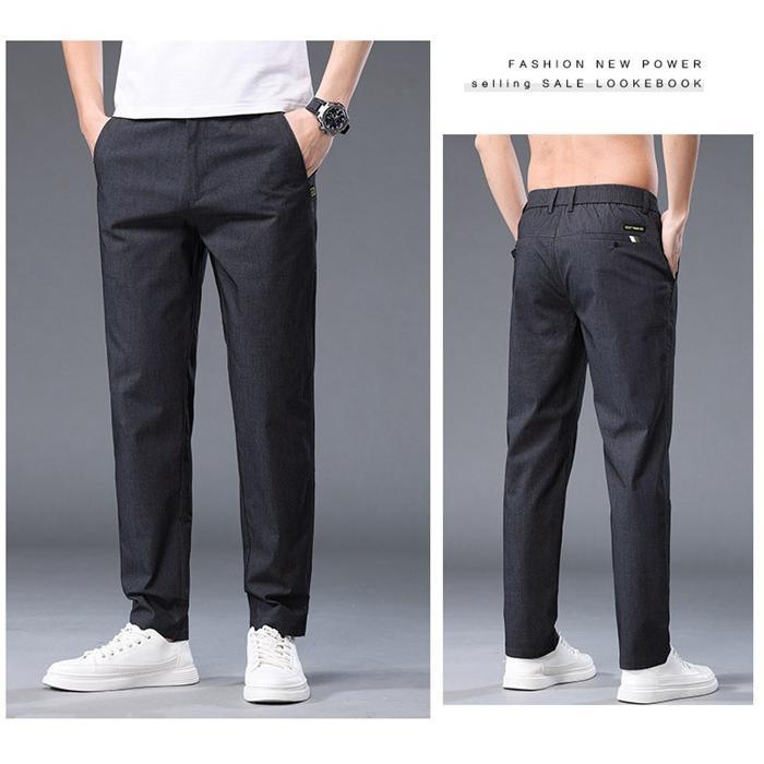 スラックス メンズ カジュアルパンツ ストレッチ ウエストゴム ロングパンツ 薄手 メンズパンツ ボ無地 ロング丈 夏服 ズボン パンツ 
