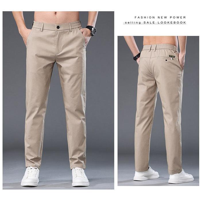 スラックス メンズ カジュアルパンツ ストレッチ ウエストゴム ロングパンツ 薄手 メンズパンツ ボ無地 ロング丈 夏服 ズボン パンツ 