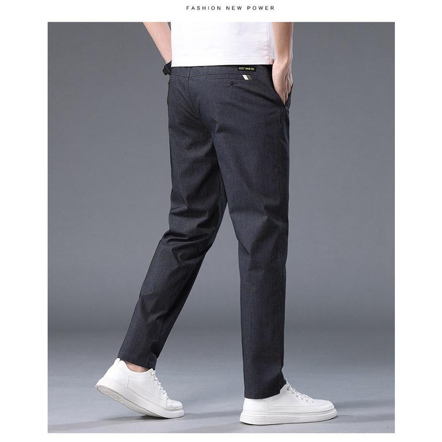 スラックス メンズ カジュアルパンツ ストレッチ ウエストゴム ロングパンツ 薄手 メンズパンツ ボ無地 ロング丈 夏服 ズボン パンツ 