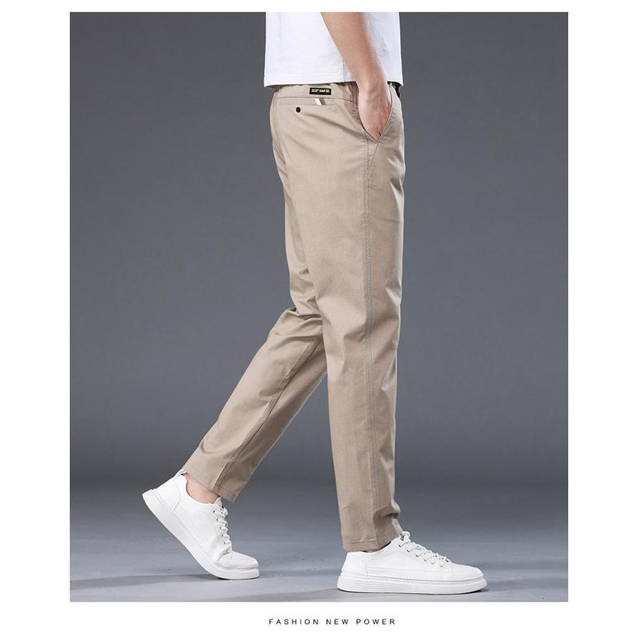 スラックス メンズ カジュアルパンツ ストレッチ ウエストゴム ロングパンツ 薄手 メンズパンツ ボ無地 ロング丈 夏服 ズボン パンツ 