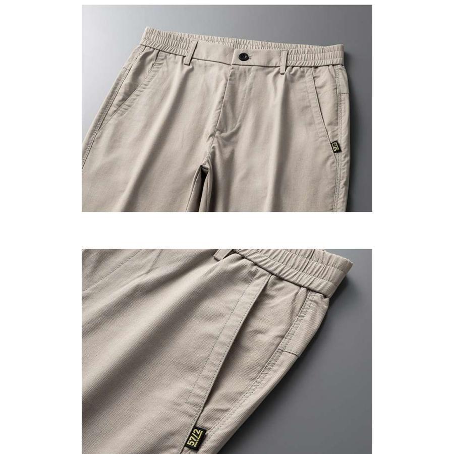 スラックス メンズ カジュアルパンツ ストレッチ ウエストゴム ロングパンツ 薄手 メンズパンツ ボ無地 ロング丈 夏服 ズボン パンツ 