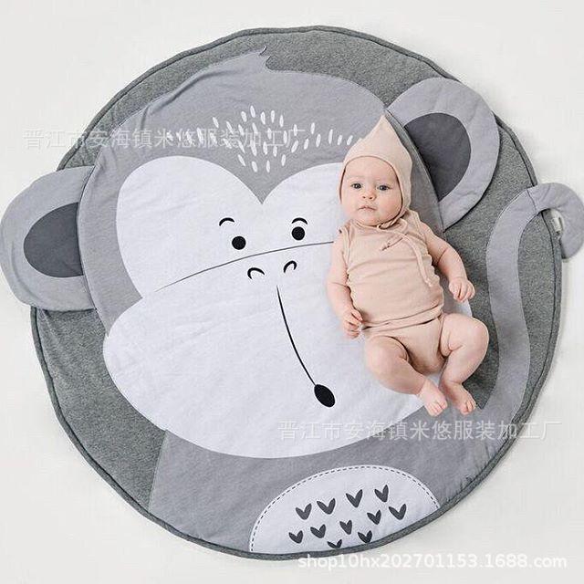 ベビープレイマット 洗える 動物柄 可愛いベビーマット 円形 遊びマット ラグマット 出産祝い 直径90CM 出産記念品 綿素材 かわいい 赤ちゃん ギフト 