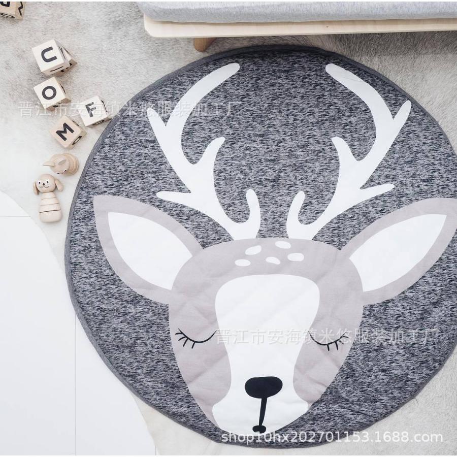 ベビープレイマット 洗える 動物柄 可愛いベビーマット 円形 遊びマット ラグマット 出産祝い 直径90CM 出産記念品 綿素材 かわいい 赤ちゃん ギフト 