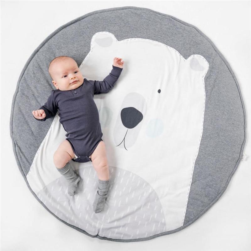 ベビープレイマット 洗える 動物柄 可愛いベビーマット 円形 遊びマット ラグマット 出産祝い 直径90CM 出産記念品 綿素材 かわいい 赤ちゃん ギフト 